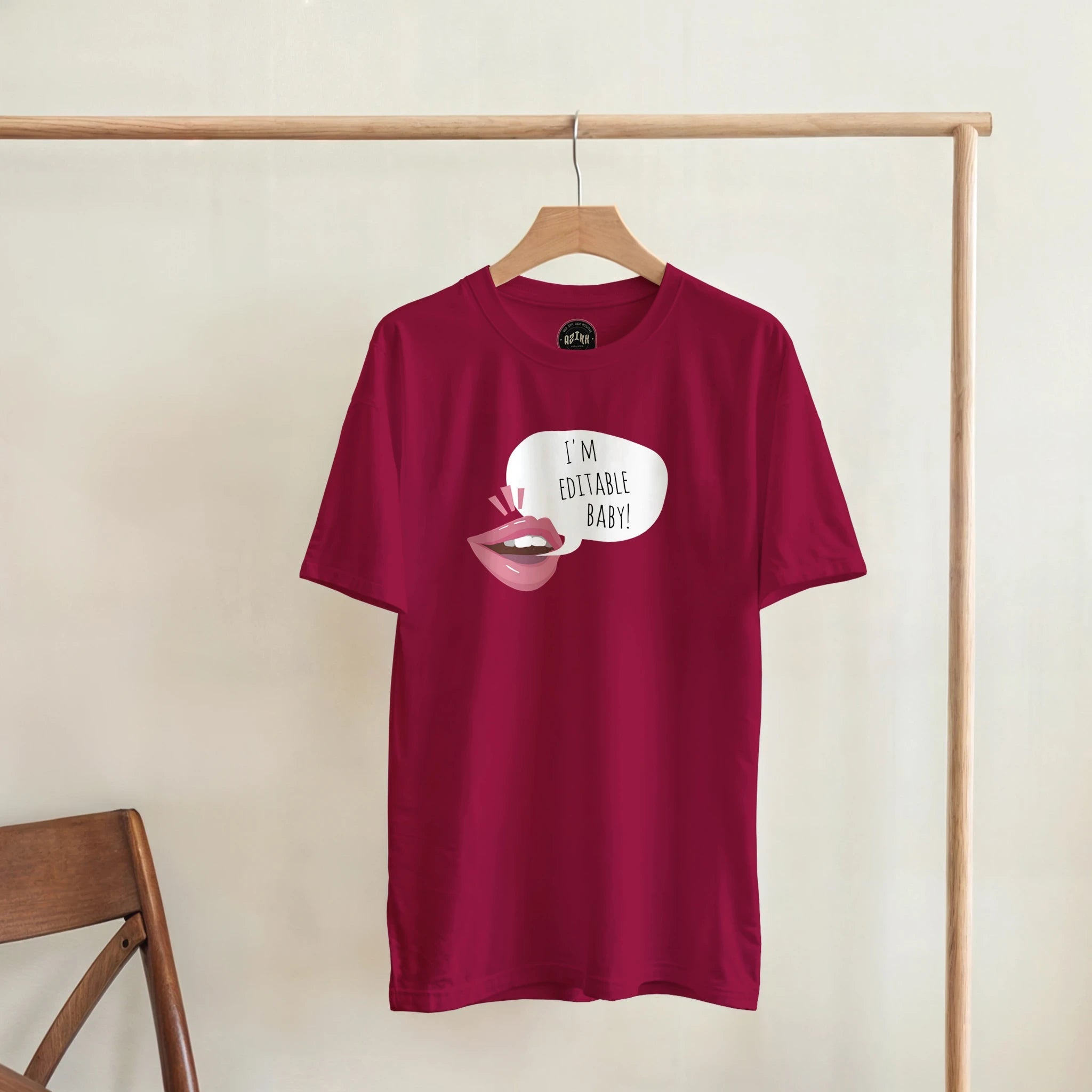 Personalisierbares Statement T-Shirt | Eigener Text Sprechblase Lippen Motiv Geschenkidee – T-Shirt for everyday use | AZIKX