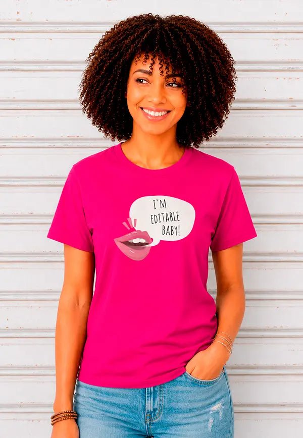 Personalisierbares Statement T-Shirt | Eigener Text Sprechblase Lippen Motiv Geschenkidee – T-Shirt for everyday use | AZIKX