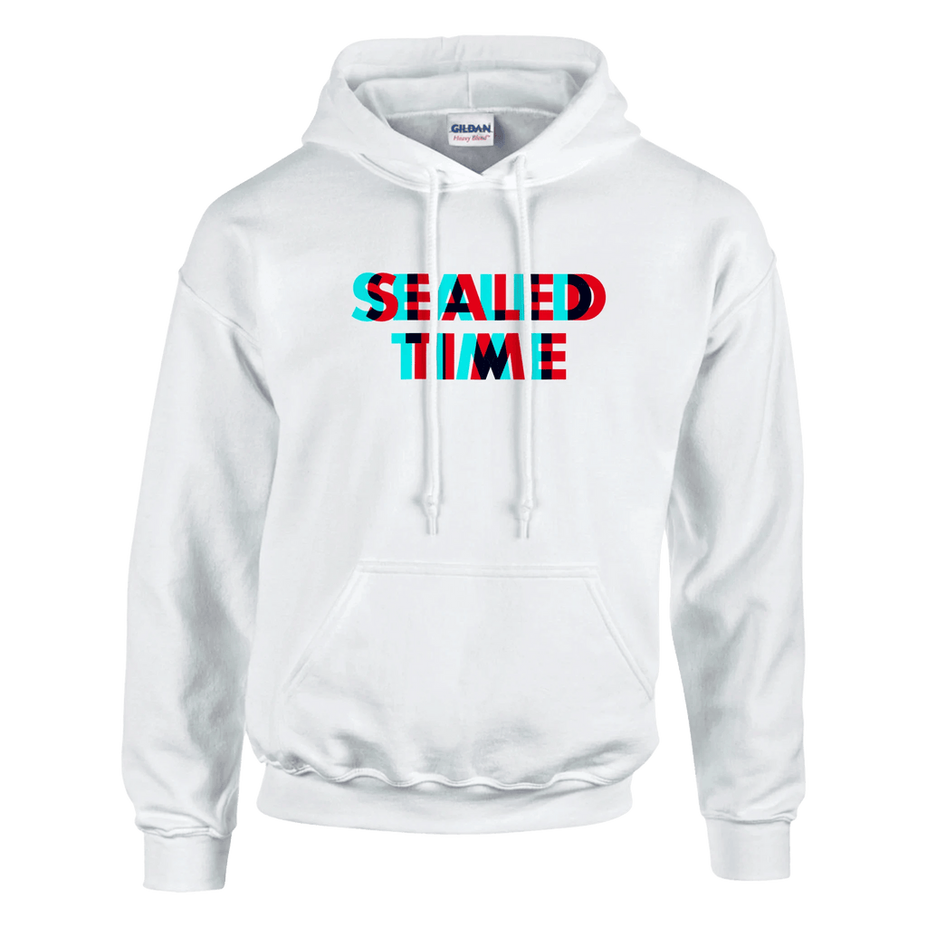 Sealed Time Hoodie | Glitch Effect Streetwear Pullover – Print Material for everyday use | AZIKX.STORE