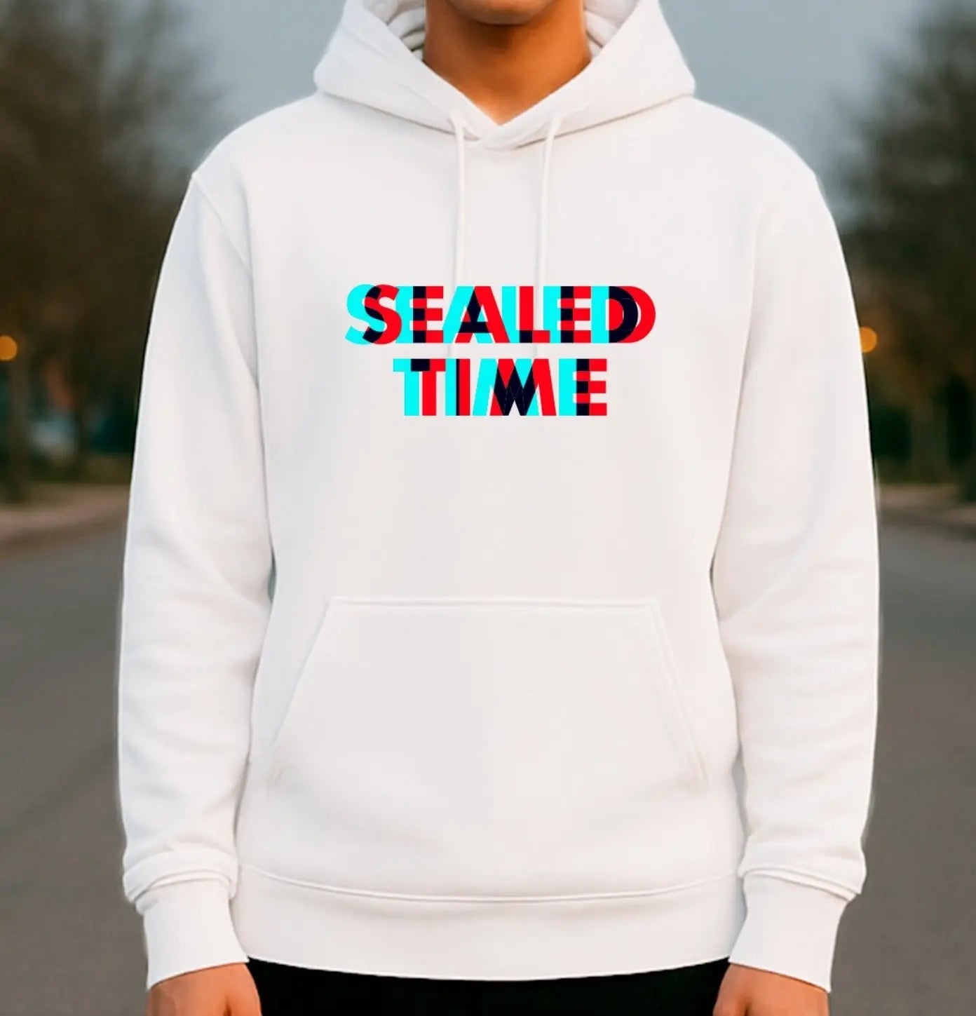 Sealed Time Hoodie | Minimalist Glitch Streetwear – Print Material for everyday use | AZIKX.STORE