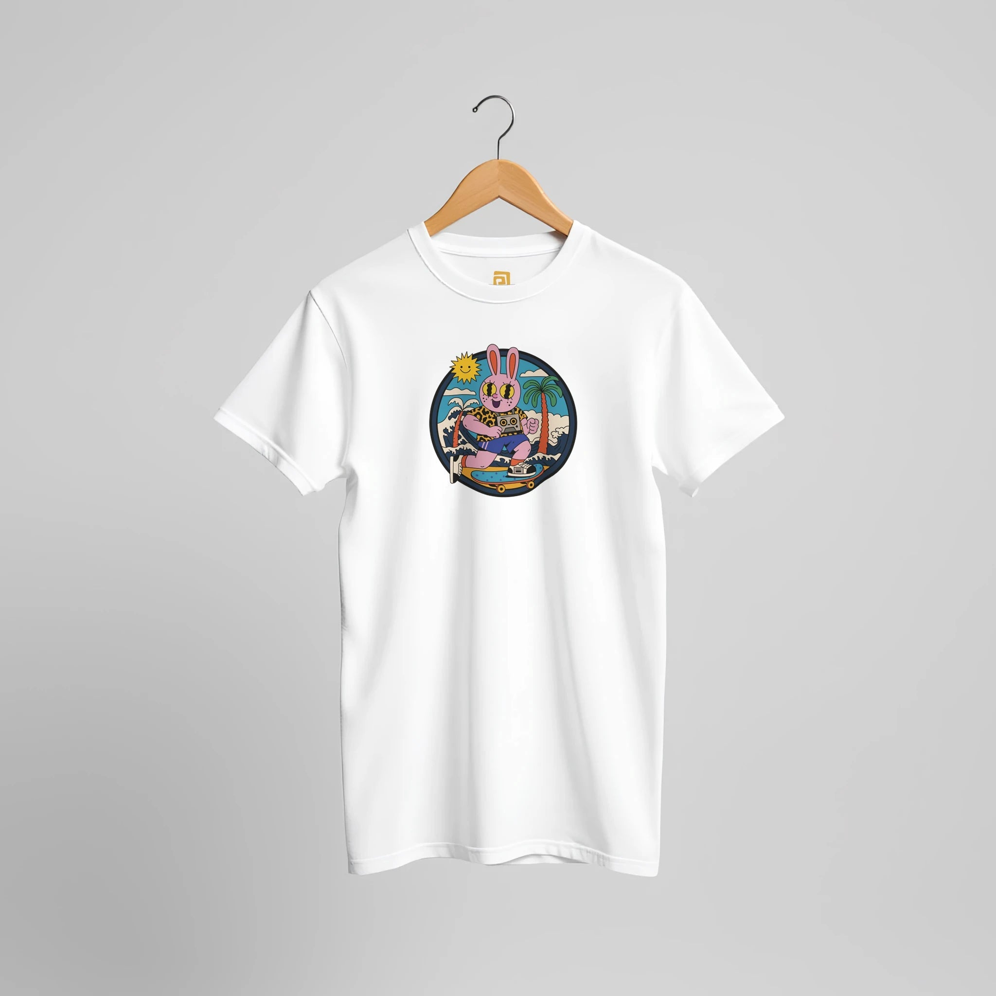 Skater Bunny T-Shirt | Retro Streetwear Graphic Tee with Cool Vibes – Print Material for everyday use | AZIKX.STORE