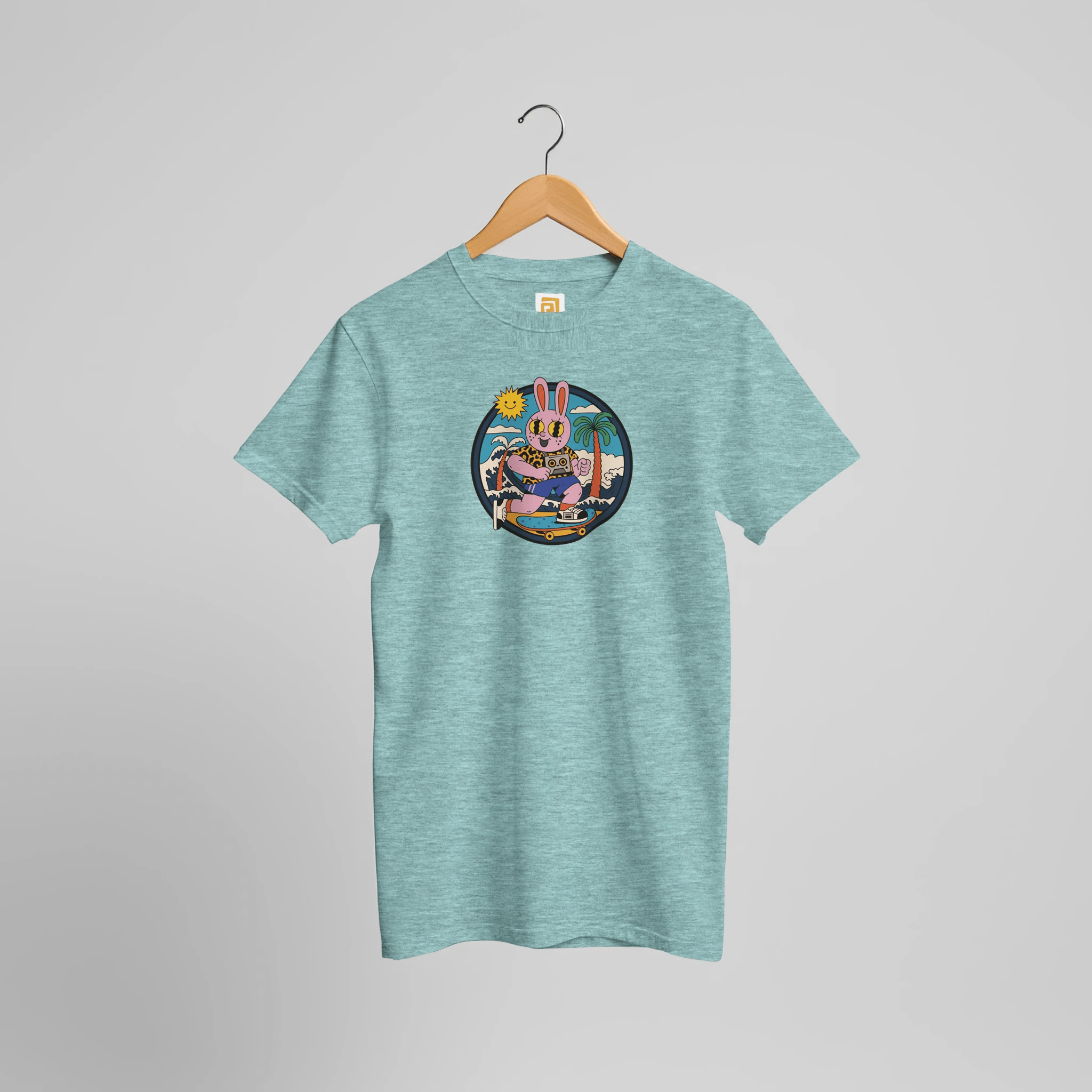 Skater Bunny T-Shirt | Retro Streetwear Graphic Tee with Cool Vibes – Print Material for everyday use | AZIKX.STORE