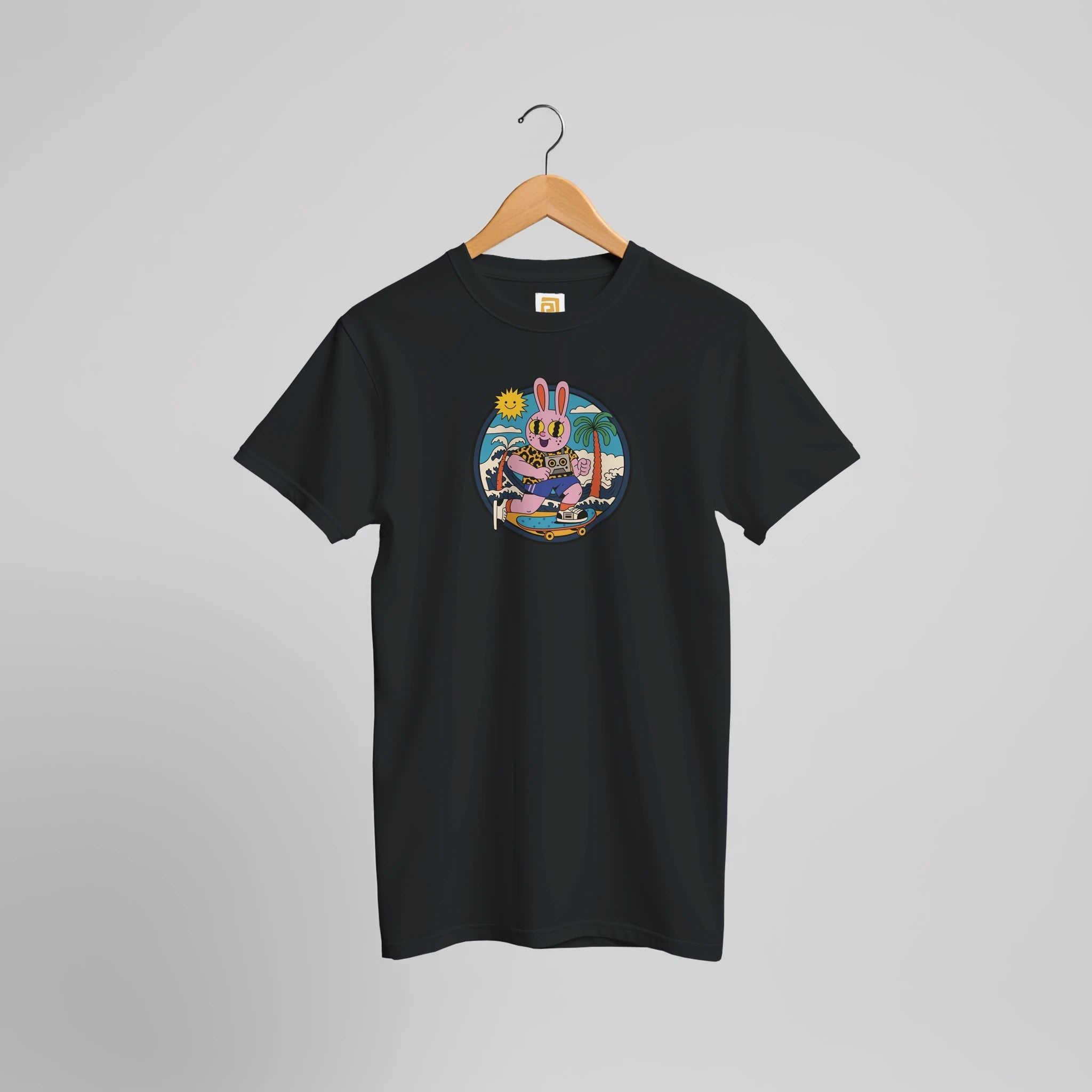 Skater Bunny T-Shirt | Retro Streetwear Graphic Tee with Cool Vibes – Print Material for everyday use | AZIKX.STORE