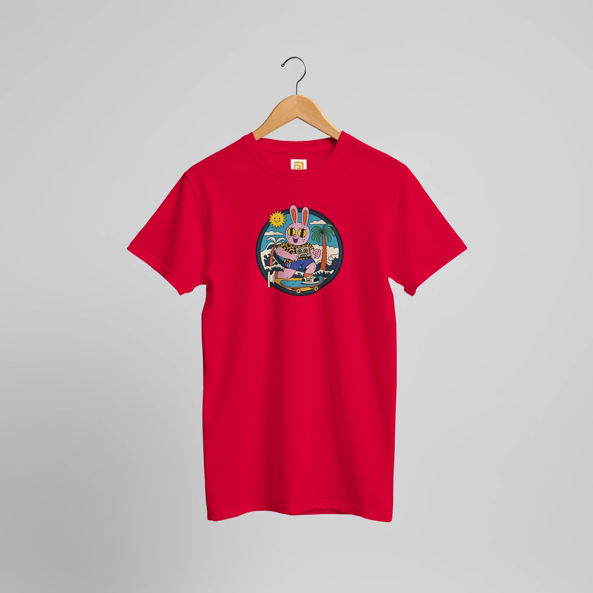 Skater Bunny T-Shirt | Retro Streetwear Graphic Tee with Cool Vibes – Print Material for everyday use | AZIKX.STORE