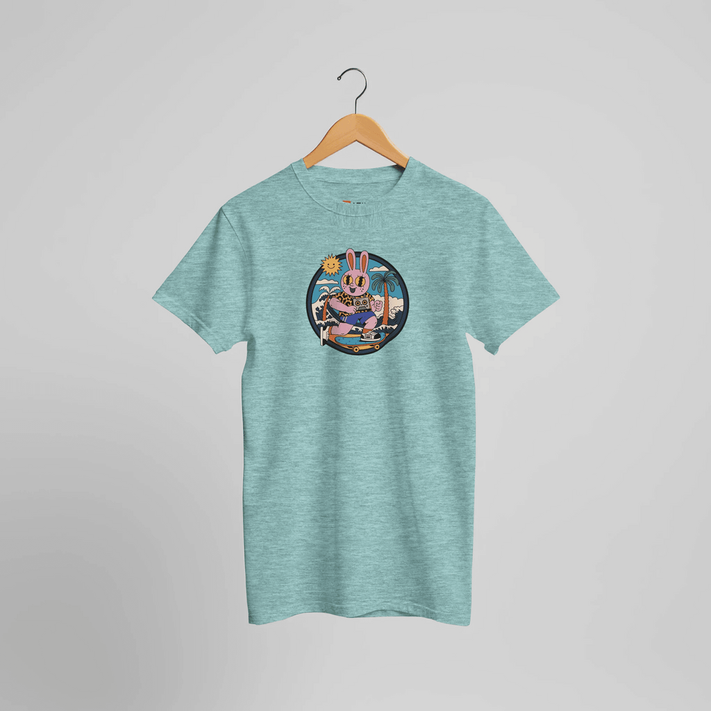 Skater - Hase Sommergefühl – Hochwertiges Baumwoll - T-Shirt mit Retro - Grafik – T-Shirt for everyday use | azikx.store