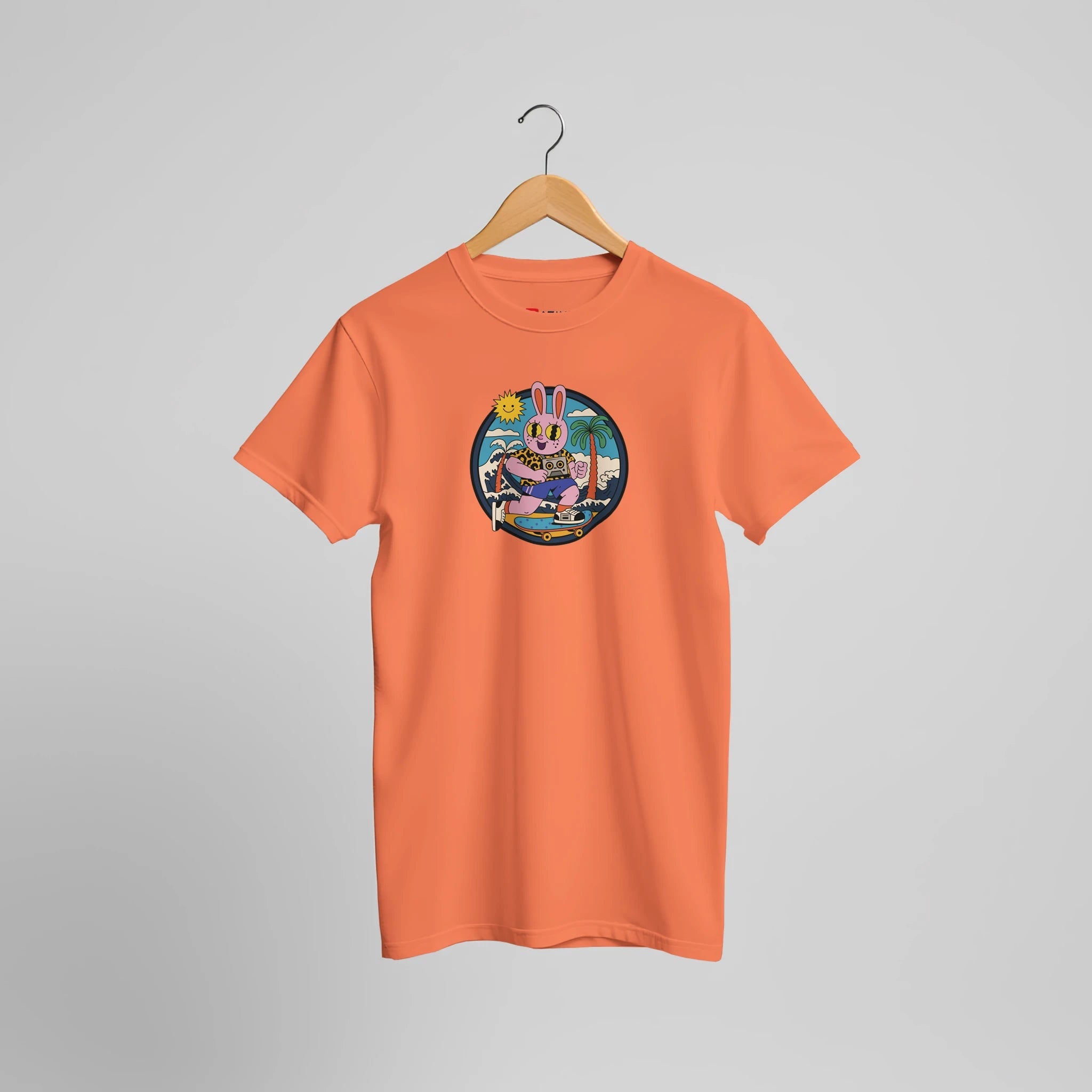 Skater - Hase Sommergefühl – Hochwertiges Baumwoll - T-Shirt mit Retro - Grafik – T-Shirt for everyday use | azikx.store