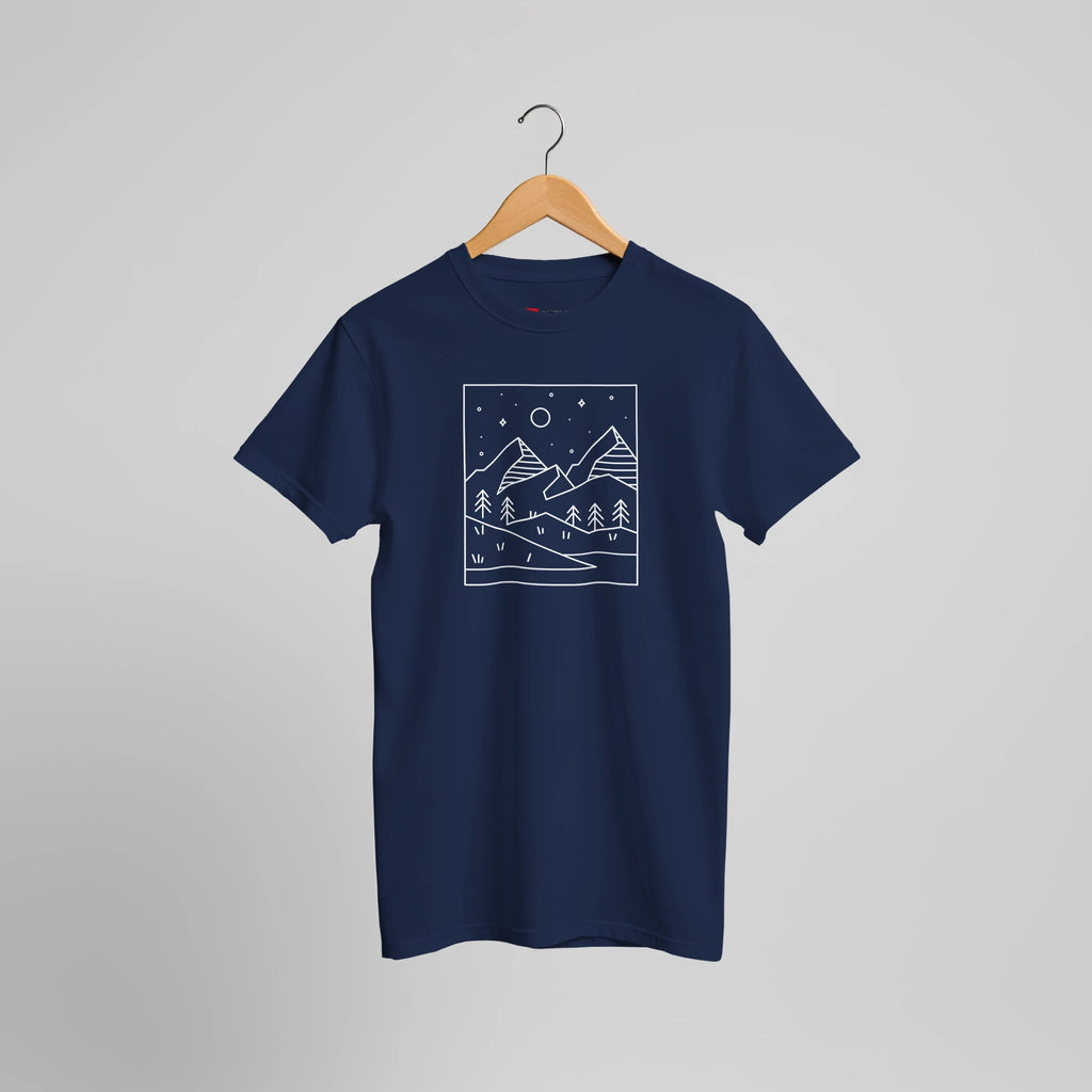 T-Shirt mit Berg - Horizont – Premium Qualität & Minimalistisches Line - Art Design – T-Shirt for everyday use | azikx.store