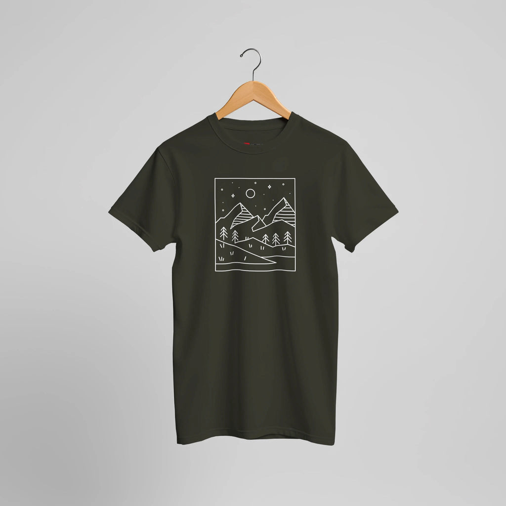 T-Shirt mit Berg - Horizont – Premium Qualität & Minimalistisches Line - Art Design – T-Shirt for everyday use | azikx.store