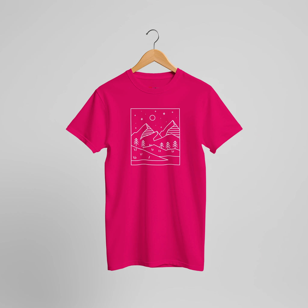 T-Shirt mit Berg - Horizont – Premium Qualität & Minimalistisches Line - Art Design – T-Shirt for everyday use | azikx.store