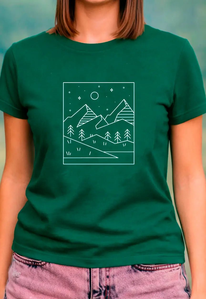 T-Shirt mit Berg - Horizont – Premium Qualität & Minimalistisches Line - Art Design – T-Shirt for everyday use | azikx.store