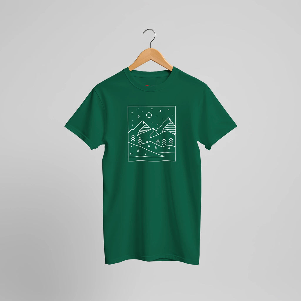 T-Shirt mit Berg - Horizont – Premium Qualität & Minimalistisches Line - Art Design – T-Shirt for everyday use | azikx.store