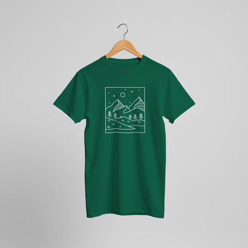 Bergmotiv T-Shirt mit Naturgrafik | Minimalistische Linienzeichnung | AZIKX