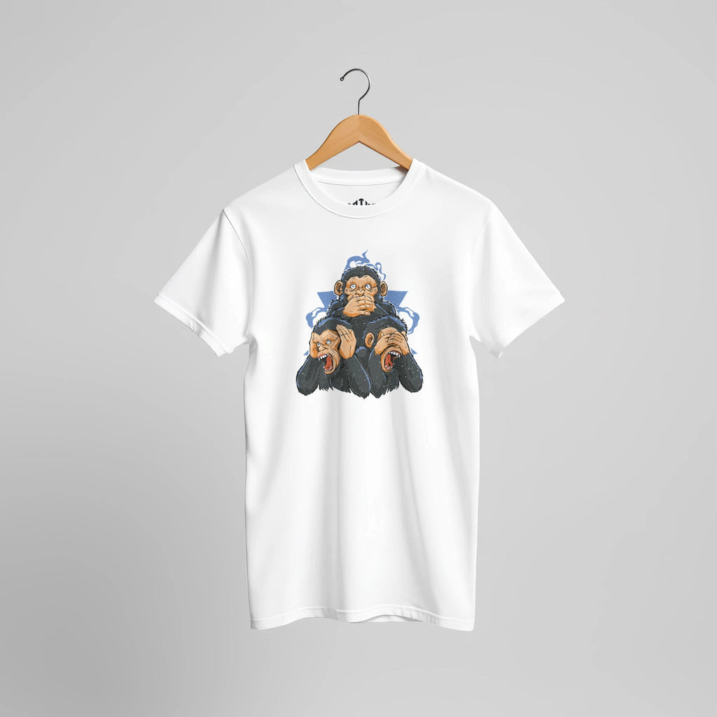 Three Wise Monkeys T-Shirt | Lustiges Affen Weisheit Statement Streetwear Design – T-Shirt for everyday use | AZIKX