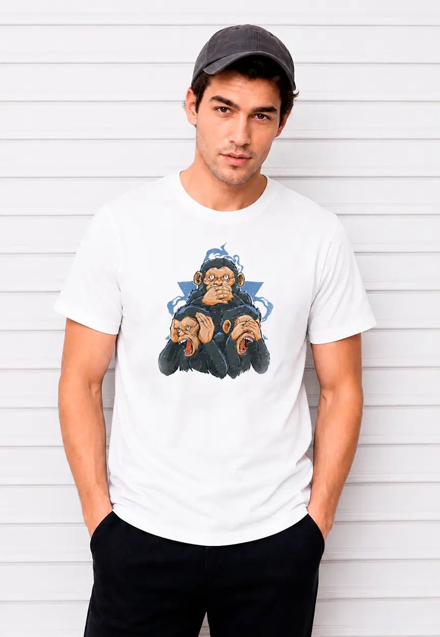 Three Wise Monkeys T-Shirt | Lustiges Affen Weisheit Statement Streetwear Design – T-Shirt for everyday use | AZIKX