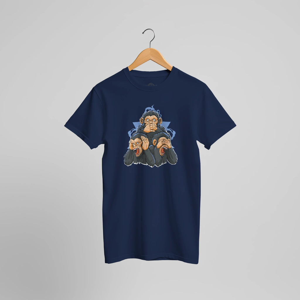 Three Wise Monkeys T-Shirt | Lustiges Affen Weisheit Statement Streetwear Design – T-Shirt for everyday use | AZIKX