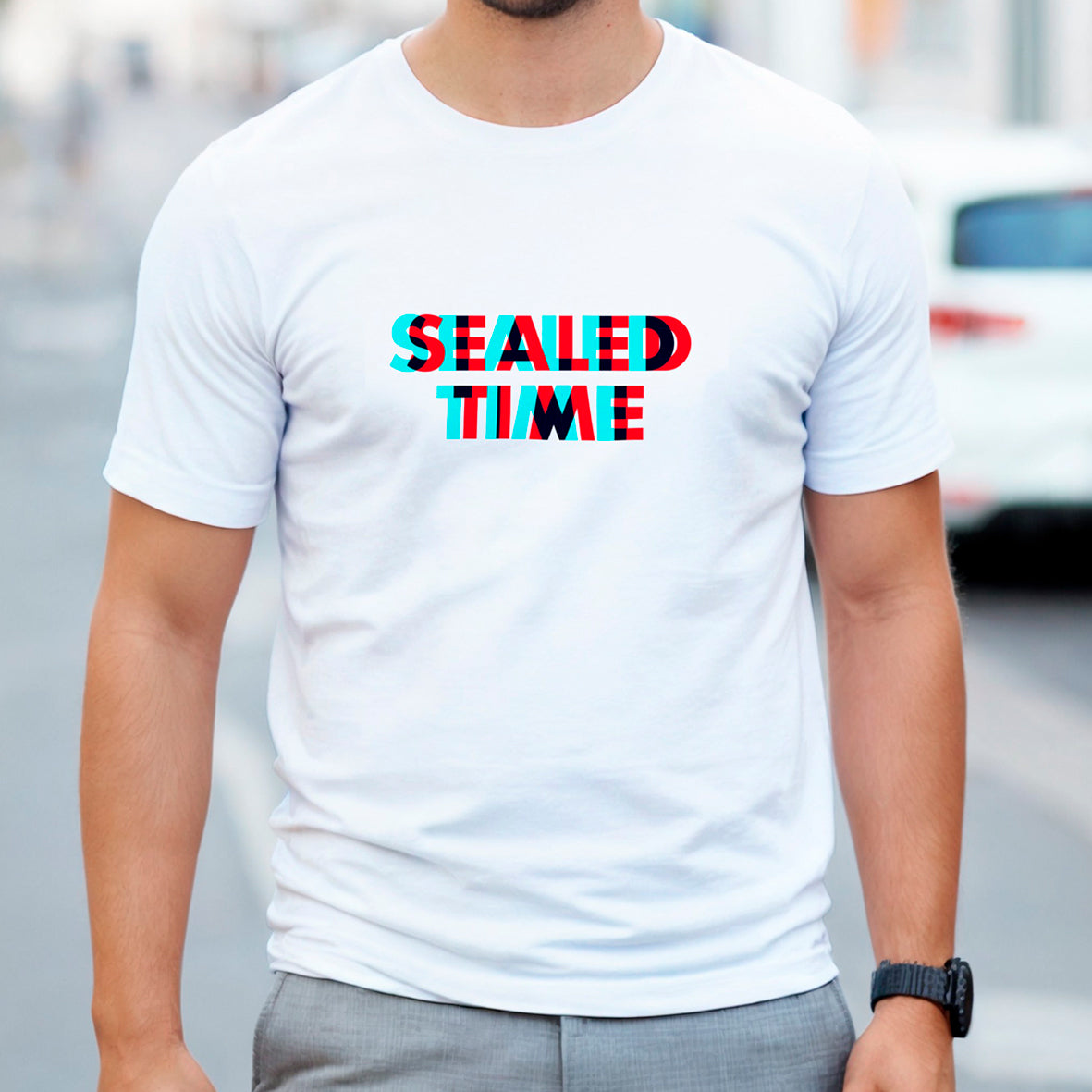 Sealed Time T-Shirt | Glitch Effect Streetwear Graphic Tee